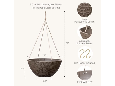 Coirhanging Planter Basket Empty Hanging Baskets For Plants Garden Grid Gold