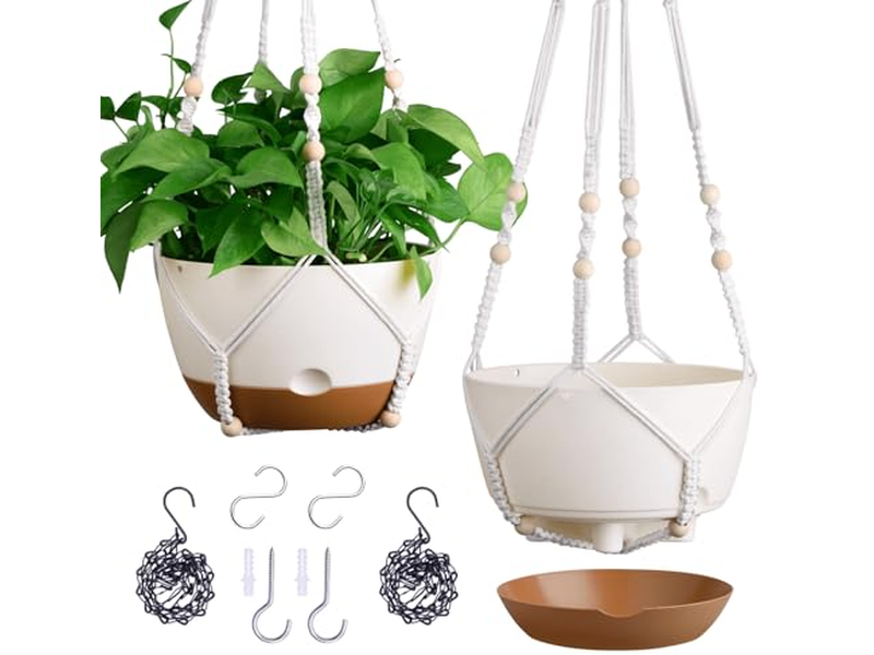 Hanging Baskets For Outdoor Plants Plastic Large Wall Plant Pulley Basket Hooks