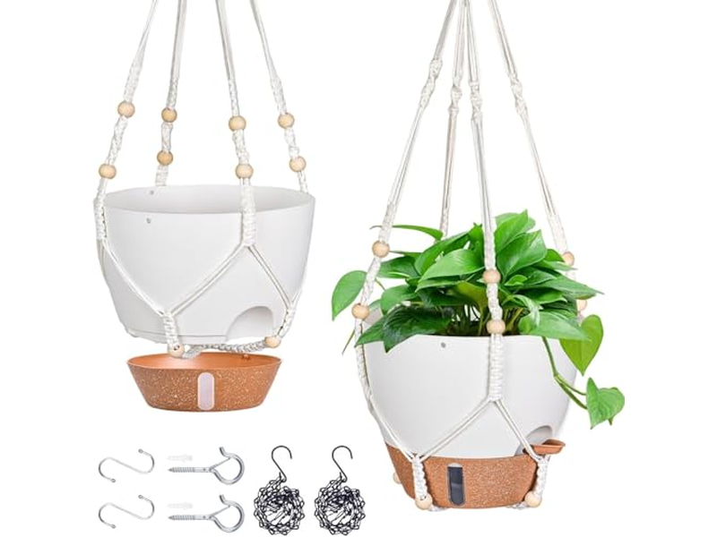 Plant Hangers Outdoor Coconut Liner Hanging Planter Wicker Planters Basket Wall